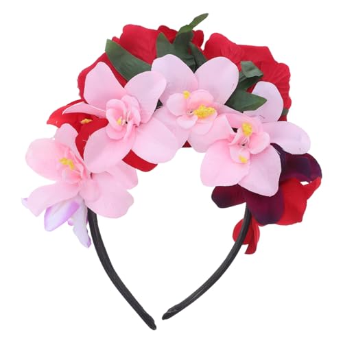 HONITANO Tag Der Toten Stirnband Aus Kunstblumen Blumenkronen-kopfschmuck Für Halloween-cosplay Rosenblüten-stirnband Als Party-zubehör Blumenhaarreif Für Kostüm-veranstaltungen von HONITANO