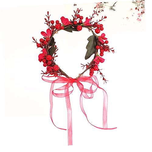 HONITANO Künstlicher Blumenkranz Haarschmuck Damen Leichter Braut Haarreif mit Beeren Modischer Kopfschmuck für Hochzeit Fotoshooting Strandparty Karneval und Festtags Accessoire von HONITANO