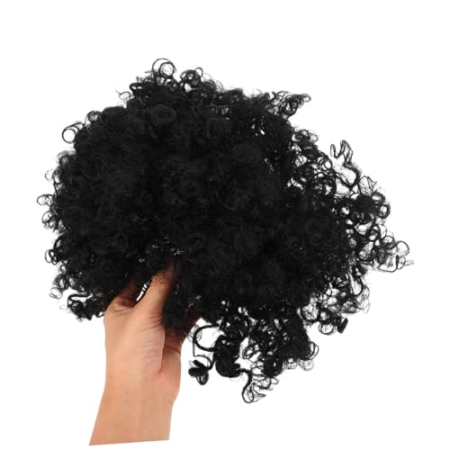 HONITANO Kurz Lockige Afro Perücke Damen Synthetische Mohawk Perücke mit Natürlichen Afro Locken und Fransen Leicht zu Pflegende Chemiefaser Verstellbar Für Party Cosplay Alltag Schwarz von HONITANO