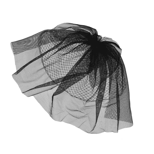 HONITANO Kurzer Brautschleier Schwarz Romantisches Haarschmuck Accessoire für Frauen Dekoratives Leichtes Party Haarornament für Hochzeit Junggesellinnenabschied und Festliche Anlässe von HONITANO