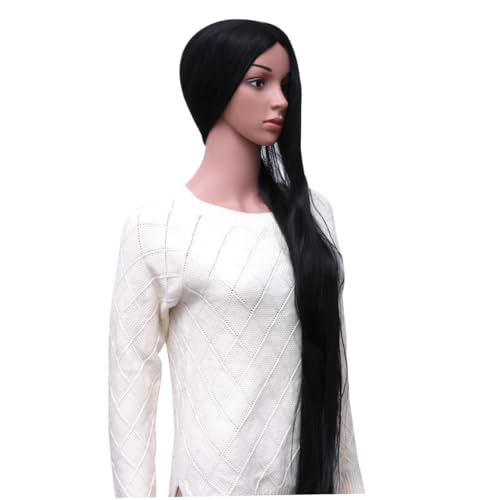 HONITANO Lange Synthetische Perücke Glatt Mittiger Scheitel Schwarz Haarteil Damen Modisches Haarzubehör von HONITANO