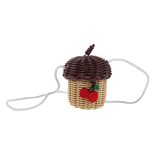 HONITANO Leichtes Handgewebtes Imitations Rattan Kindertasche in Eichelform Kompakte Umhängetasche mit Deckel Vielseitig als Aufbewahrungskorb und Wanddekoration für Outdoor Strand und HONITANO Leichtes Handgewebtes Imitations Rattan Kindertasche in Eichelform Kompakte Umhängetasche mit Deckel Vielseitig als Aufbewahrungskorb und Wanddekoration für Outdoor Strand und von HONITANO