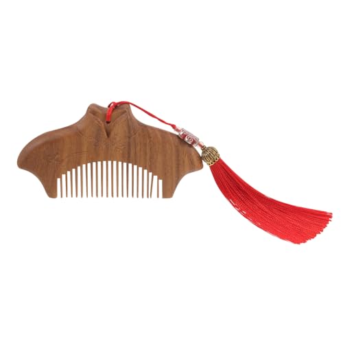 HONITANO Mini Holz kamm aus Sandelholz mit Massagefunktion und Dekorativem Tassel Handgefertigt mit Geschnitztem Muster Kompakt und Tragbar für Damen und Herren für Haarstyling und von HONITANO