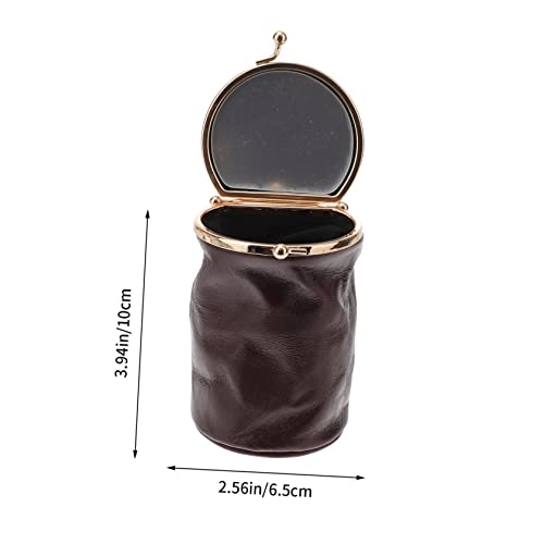 HONITANO Mini Lippenstift Tasche aus Echtem Leder mit Spiegel Kleine Tragbare Kosmetiktasche für und Kompakter Kulturbeutel für Damen Retro Rot für Geldbörse und Alltag von HONITANO