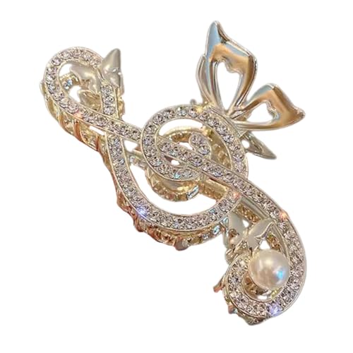 HONITANO Musikalische Haarklammer mit Strass und Perlen Rutschfester Haarclip für Frauen Eleganter Haarspangen Schmuck für Alltag und Festliche Anlässe Einfacher Verschluss Sicherer von HONITANO
