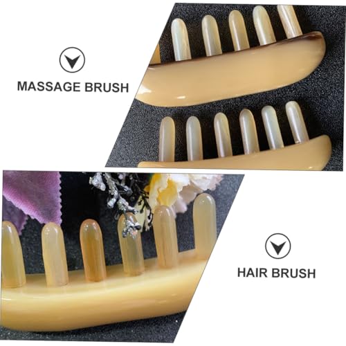 HONITANO Ox Horn Massagekamm Natürliche Haarbürste für Frauen Männer Scalp massage Entwirrer Tragbar für Nass Trockenhaarpflege Fördert Haarwachstum und Glanz von HONITANO