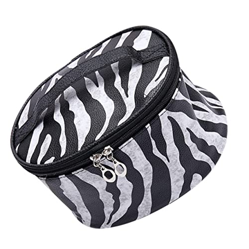 HONITANO PU Kosmetiktasche mit Zebra Muster Großer Reise Organizer mit Reißverschluss und Tragegriff Tragbare Make up Tasche für Unterwegs Stilvoller Kulturbeutel für Damen und Herren von HONITANO