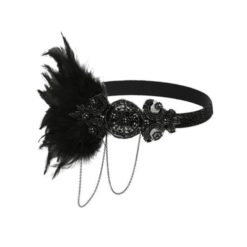 HONITANO Party Haarschmuck Damen Schwarzes Tassel Haarband Stirnband Leichtes Bequemes Accessoire für Festliche Anlässe und Bühnenauftritte von HONITANO