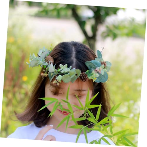 HONITANO Pine Cone Haarschmuck Braut Stirnband Simulierter Blumenkranz Leichtes Party Haarreif Cosplay Kopfschmuck für Hochzeit Karneval Weihnachten von HONITANO
