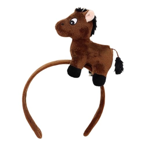 HONITANO Plüsch Pferde Haarreif Cartoon Tierkopfbedeckung Fuzzy Kopfband für Erwachsene Partyzubehör Geburtstag Karneval von HONITANO