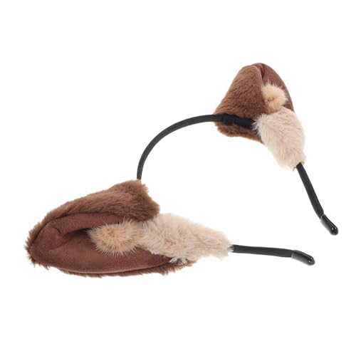 HONITANO Plüsch Wolfsohren Haarreif Damen Kuscheliges Tierkostüm Accessoire für Party Cosplay Alltag Mädchen Lustiges Stirnband mit Weichen Ohren in Dunkelbraun von HONITANO