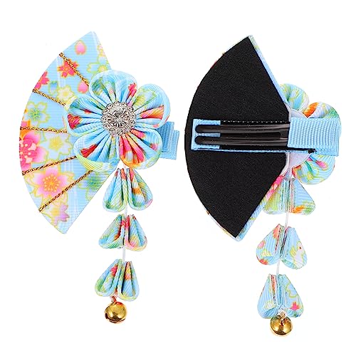 HONITANO Quasten Haarspangen mit Blumen und Fächerdesign Kreative Haarschmuck für Damen für Hochzeiten und Fotografie Blau von HONITANO