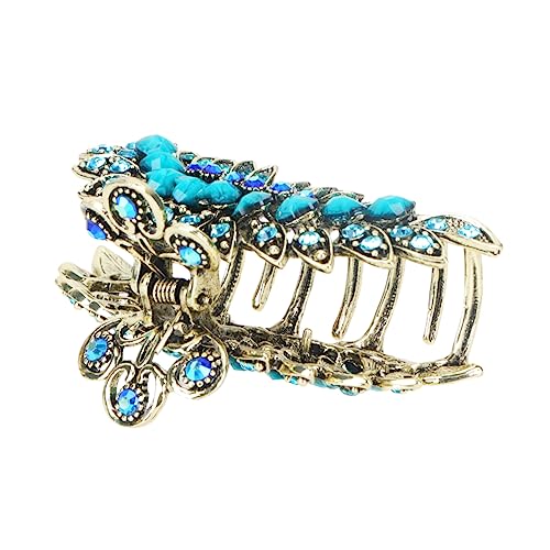 HONITANO Retro Haarklammer mit Strasssteinen Langlebiger Blauer Haarschmuck Modischer Ponytail Clip Großer Rutschfester Haarclip für Damen Stilvoller Vintage Griff für Alltag und Festtage HONITANO Retro Haarklammer mit Strasssteinen Langlebiger Blauer Haarschmuck Modischer Ponytail Clip Großer Rutschfester Haarclip für Damen Stilvoller Vintage Griff für Alltag und Festtage von HONITANO