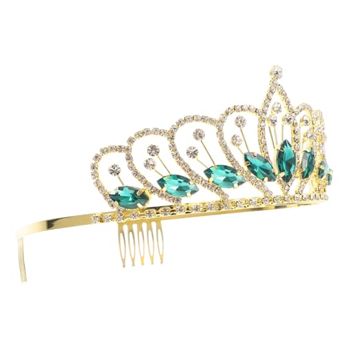 HONITANO Rhinestone Braut Krone Party Haaraccessoire Glitzernde Tiara Grün Eleganter Leichter Haarschmuck für Hochzeit Blumenkinder und Braut von HONITANO