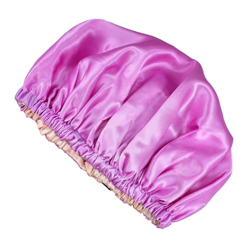 HONITANO Satin Schlafhaube für Lockiges Haar Verstellbare Doppellagige Haarkappe Dekorative Nachtmütze für Damen Komfortabler Haarschutz zum Schlafen und Makeup Pflegt Haare und Schützt von HONITANO