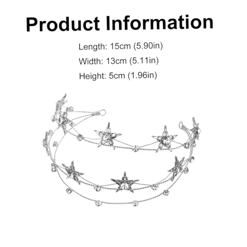 HONITANO Silberne Braut Tiara mit Funkelnden Strass Sternen Eleganter Hochzeit Haarschmuck für Damen Festlicher Kopfschmuck für Hochzeitsgäste und Besondere Anlässe von HONITANO