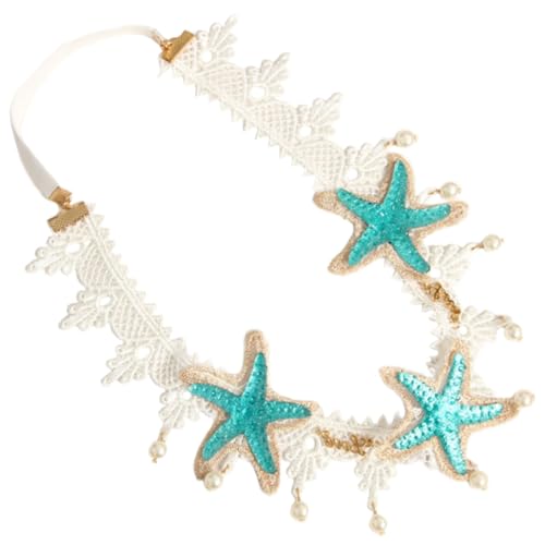 HONITANO Spitzen Stirnband mit Perlen und Seestern Hautfreundlich und Langlebig für Hochzeiten Partys und Fotoshootings Meerjungfrau Haarreif Damen Accessoire Auffälliger Kopfschmuck von HONITANO