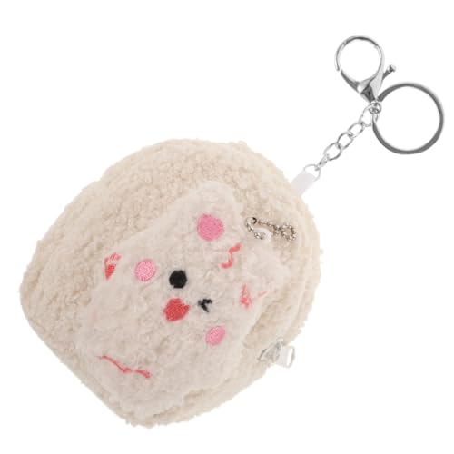 HONITANO Süße Cartoon Plüsch Münzgeldbörse für Damen Kleines Portemonnaie mit Reißverschluss Multifunktionale Kosmetiktasche und Kleingeldbörse für Reisen Schule und Alltag Weiß von HONITANO