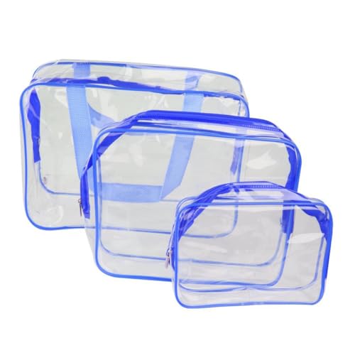 HONITANO Teiliges Transparentes PVC Kosmetiktäschchen mit Reißverschluss Vielseitiger Toilettenartikel Organizer in Blau für Damen Reise Strand Sport Alltag von HONITANO
