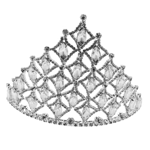 HONITANO Tiara Krone Damen mit Strasssteinen Transparent Weißer Prinzessin Haarschmuck mit Kamm Einzigartiges Design für Geburtstag Party Theater und Prom Edle Ausstrahlung für Mädchen von HONITANO