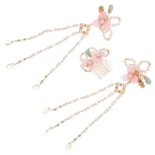 HONITANO Traditionelle Hanfu Haarspangen mit Quaste und Perlen Haarclip und Haarkamm Chinesischer Stil Haarschmuck für Frauen und Mädchen Leichtes Metallzubehör für Alltag und Festtage von HONITANO