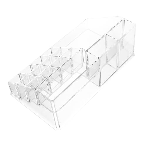 HONITANO Transparenter Acryl Kosmetik Organizer mit Diamantmuster Multifunktionaler Make Up Aufbewahrungsbox mit Fächern für Lippenstifte Pinsel und Pflegeprodukte Eleganter Staubschutz von HONITANO