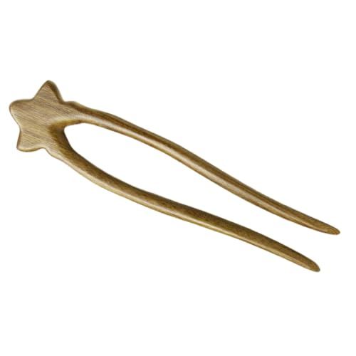 HONITANO U Förmiger Holz Haarstab für Frauen Stabiles Design mit Sternenverzierung Geeignet für Lange Dicke Haare Haarspange für Partys Alltag und Geschenke von HONITANO