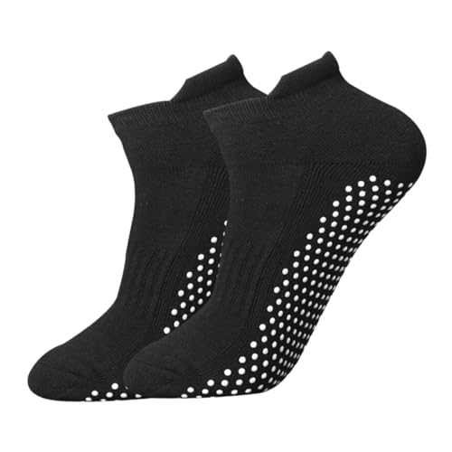 HONITANO Unisex Rutsch Yoga Socken mit Dickem Polster Boden Atmungsaktive Fitness Stoppersocken für Yoga Tanz Trampolin und Rutschfeste Bodenhaftung S Schwarz von HONITANO