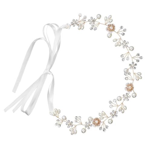 HONITANO Verstellbares Braut haarband mit Strass und Perlen Verstellbares Haarschmuck accessoire für Hochzeiten Partys Festliche Anlässe Eleganter Blumenschmuck für Damen von HONITANO
