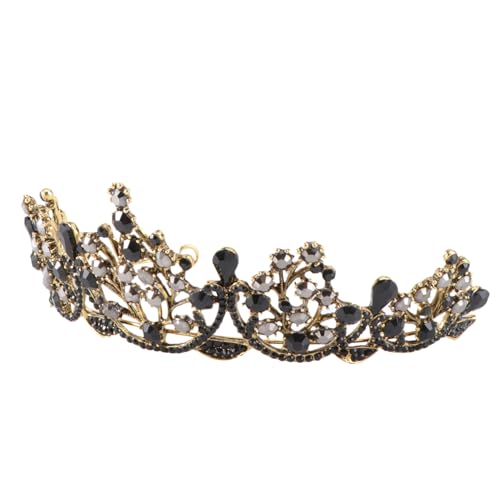 HONITANO Vintage Barock Krone Schwarz Hochzeit Braut Haarschmuck Königin Tiara Party Geburtstagsfeier Festlicher Kopfschmuck für Damen und Mädchen von HONITANO