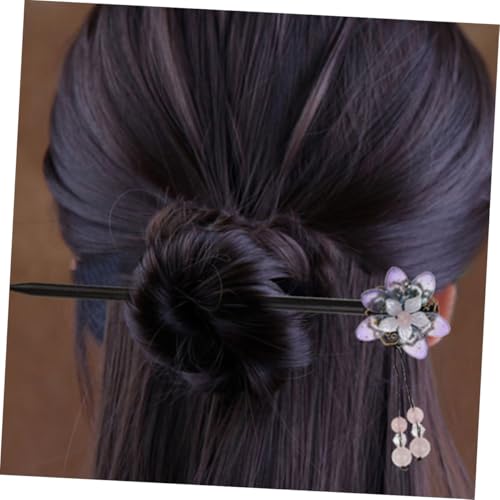 HONITANO Vintage Chinesische Haarnadel mit Zarten Blumen und Drehbarer Quaste Leichter Holz haarstab für Stilvolle Damen für Alltag Hochzeit Party und Stilvolle Hochsteckfrisuren von HONITANO