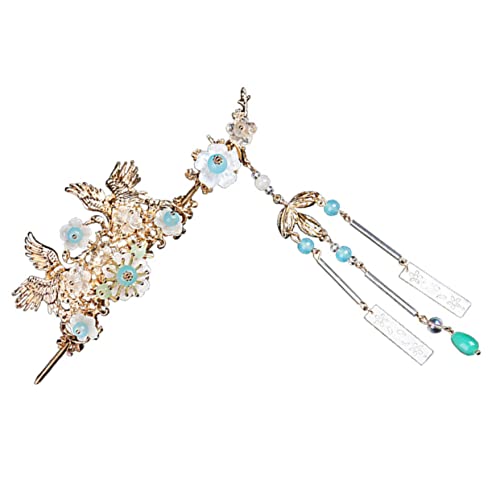 HONITANO Vintage Haarnadel mit Metallstab und Blauer Quaste Chinesischer Stil Haarschmuck für Damen Leichtes Haarklammer für Hochzeit Party Cosplay und Alltag Eleganter Retro Look von HONITANO