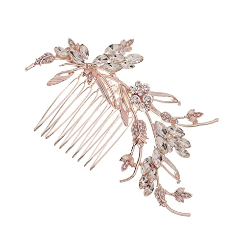 HONITANO Vintage Haarschmuck Damen Haarkamm mit Strasssteinen Eleganter Braut Haarkamm für Hochzeit Brautjungfern Modisches Haar Accessoire Roségold Schlicht und Stilvoll von HONITANO