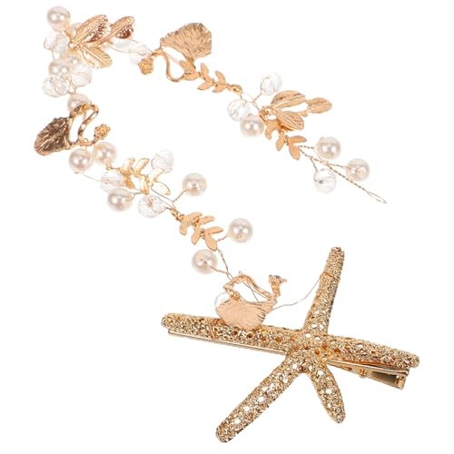 HONITANO Vintage Seestern Perlen Haarband Haarschmuck für Damen Haarverzierung mit Stilvollem Design für Verschiedene Anlässe und Frisuren von HONITANO