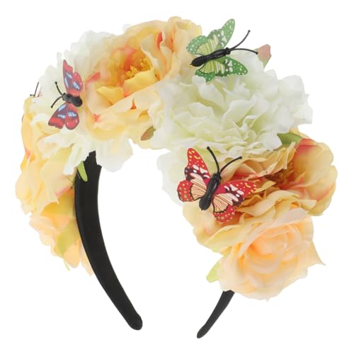 HONITANO Vintage-stirnband Für Damen Mit Schmetterlings-kopfbedeckung Und Blumen Mexikanisches Stirnband Mit Schmetterlingskrone Und Kunstblumen Blumen-kopfbedeckung Für Themenpartys Und von HONITANO