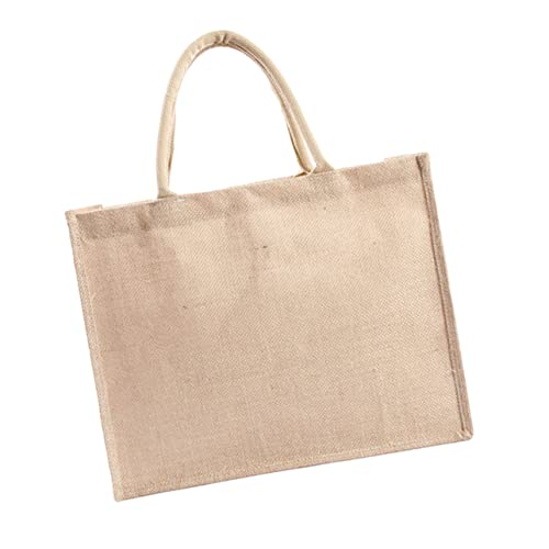 HONITANO Wasserdichte Jutetasche mit Rundgriff Wiederverwendbare Einkaufstasche aus Grobem Leinen Vielseitige Alltags Handtasche für Obst und Alltag Nachhaltige Tragetasche von HONITANO