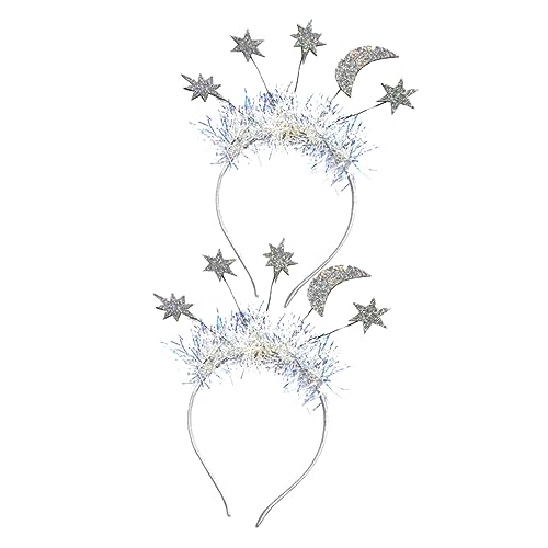 HONITANO Weihnachtlicher Haarreif Teilig Stern Mond Design Glitzerndes Party Haarband Damen Festliche Kopfbedeckung für Weihnachten und Neujahr von HONITANO