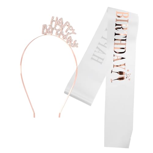 HONMEET 1satz Geburtstagskrone Und Schärpe Für Funkelnde Rhinestones Eleganter Haarschmuck Für Geburtstagsfeiern Zubehör Für Unvergessliche von HONMEET