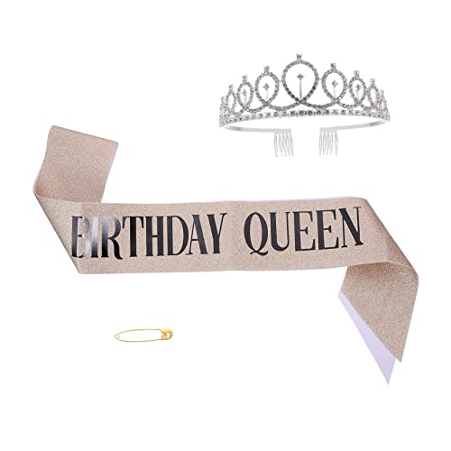 HONMEET Erster Geburtstag Dekoration Mädchen Stirnband Geburtstag Schärpe Set Krone Für Baby Mädchen Party von HONMEET