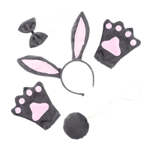 HONMEET Halloween-stirnband Mit Tierohren Tierschwanz Katzen-handschuhen Cosplay-kostüm-set Für Junge Mädchen Party-zubehör Für Fotos Geburtstagsfeiern Bühnenauftritte von HONMEET