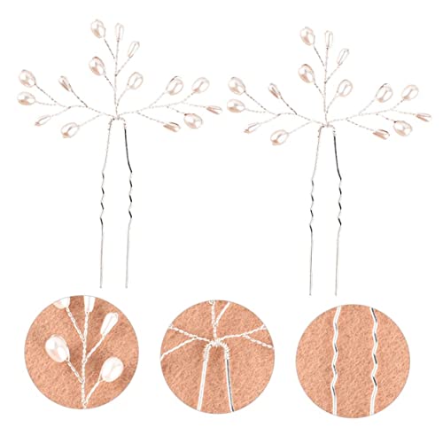 HONMEET 2stücke Perlen Haarnadeln Für Braut Perlendesign Haarnadel Haar Gabel Mit Perlen Elegante Haarnadeln Für Hochzeit Haar Stick Mit Für Brautkopfschmuck von HONMEET