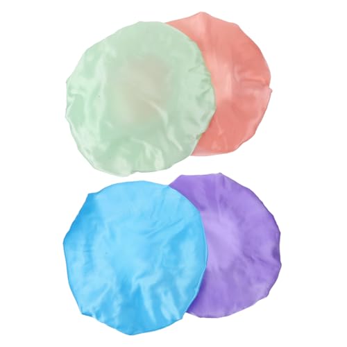HONMEET 4stücke Teiliges Wasserdichte Satin Duschhauben Für Damen Multifunktionale Badekappen Zum Schlafen Baden Für Lange Haare Verschiedenen Farben Regenbogenrosa von HONMEET