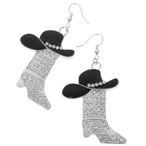 HONMEET 1 Paar Cowboystiefel-ohrringe: Strass-baumelnder Partyschmuck – Legierungs-westernhut-ohrhänger Für Konzertpartys Und Rodeos von HONMEET