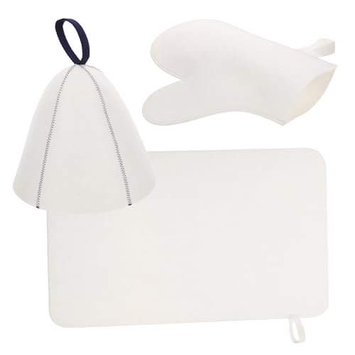HONMEET Filzhut Für Damen Saunakappe Mit Filzhandschuh Und Filzmatte Für Saunabesucherinnen Haarschutz Vor Hitze Und Trockenheit Bei Saunagängen von HONMEET
