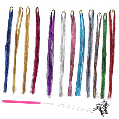 HONMEET Lametta-haarverlängerungen Satz Glitzernde Haarsträhnen Mit Werkzeug Haar-accessoires Für Frauen Und Mädchen von HONMEET