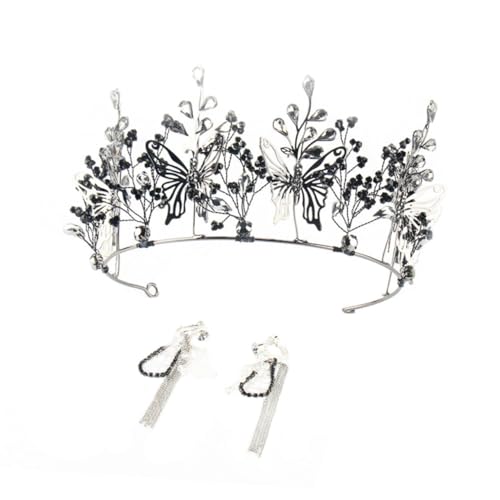 HONMEET 1 Stk Schmetterlingskristallkrone stutzenhalter kopfschmuck Brautschmuck Braut- schwarze hochzeitsdeko Stirnband Tiara die Krone Haarschmuck Showkleid-Kopfbedeckung Legierung Black von HONMEET