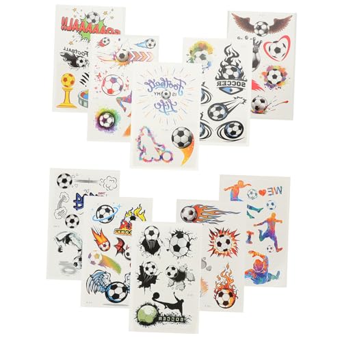 HONMEET 10blätter Teiliges Bunter Fußball Tattoos Aufkleber Für Wasserdichte Temporäre Gesichtsdekorationen Für Sportveranstaltungen Partys Und Feiern Ein Hit Für Fußballfans von HONMEET