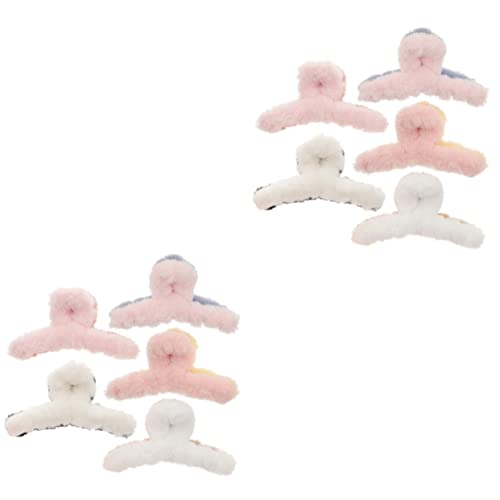 HONMEET 10 Stk Haarnadel Haarspangen Für Damen Flauschige Kieferklammern Haarschmuck Pelzige Kieferclips Ausgefallene Haarspangen Krallenclips Für Haare Verschwommen Flaumig Frauen Plüsch von HONMEET