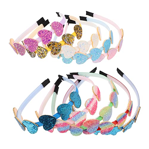HONMEET 10stücke Junge Mädchen Herzform Stirnband Scallion Pulver Pailletten Herz Stirnbänder Mädchen Haarreifen Kopfbedeckung von HONMEET
