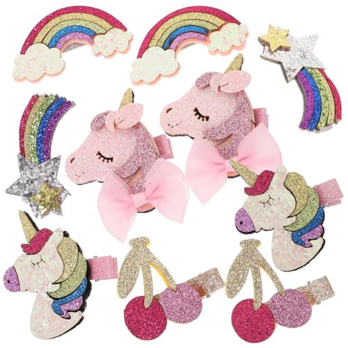 HONMEET 10stücke Glitzer Haarspangen Pailletten Für Mädchen Einhorn Schleife Regenbogen Kirsche Haarschmuck Für Junge Mädchen von HONMEET